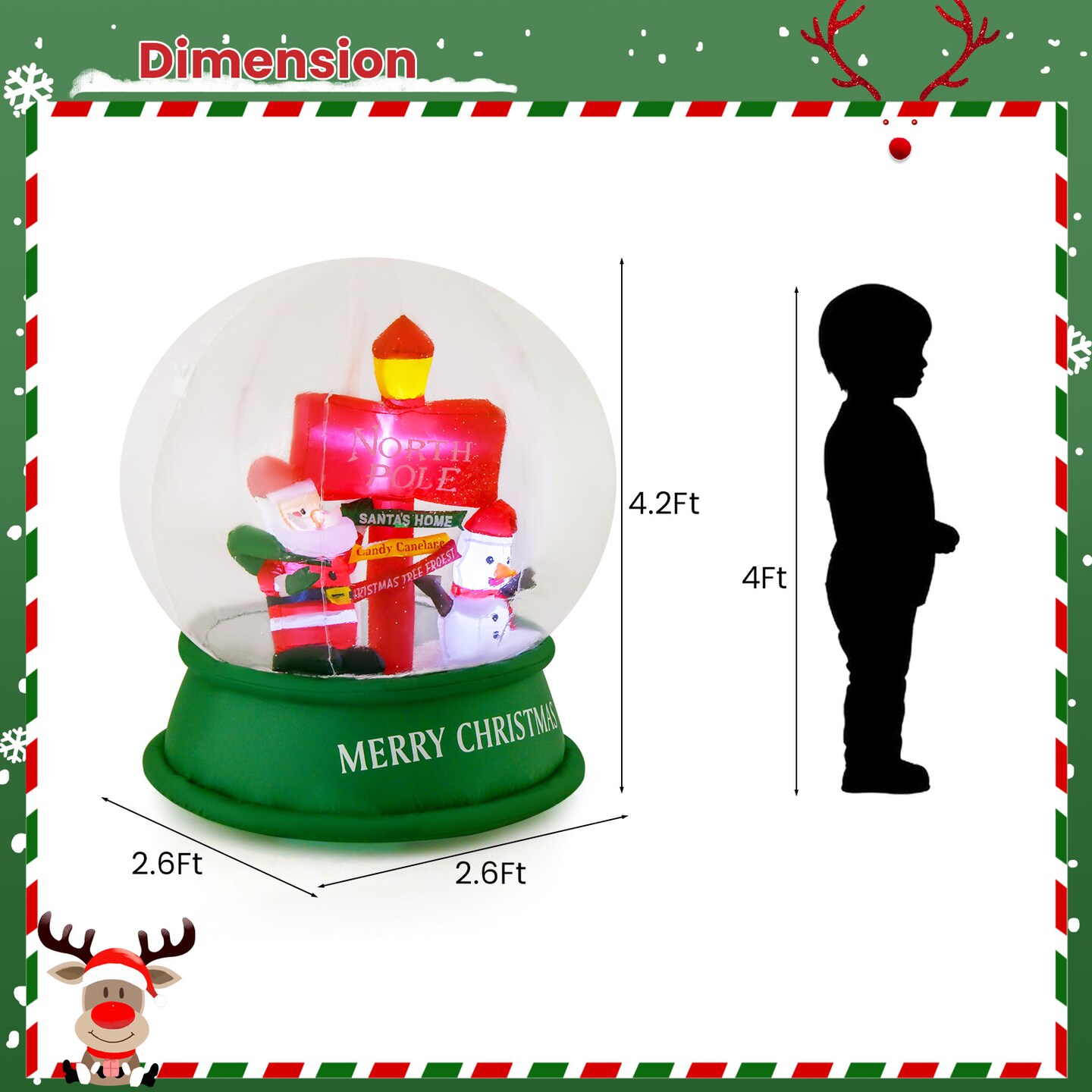 Costway 4 FT Christmas Inflatable Santa Snow Globe Light Up Crystal Ball with Snowman