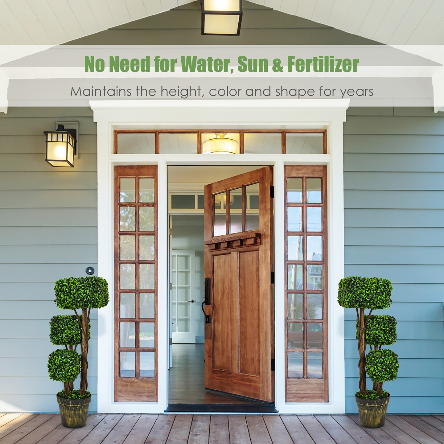 Costway 3FT Artificial Boxwood Topiary Tree UV Protected Indoor Outdoor Decor