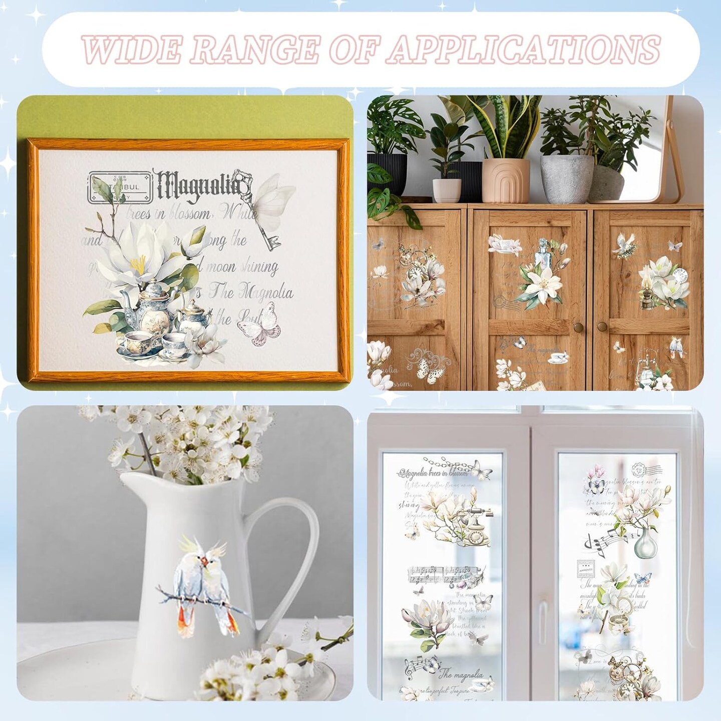 16 Sheets Vintage Floral Rub on Transfers