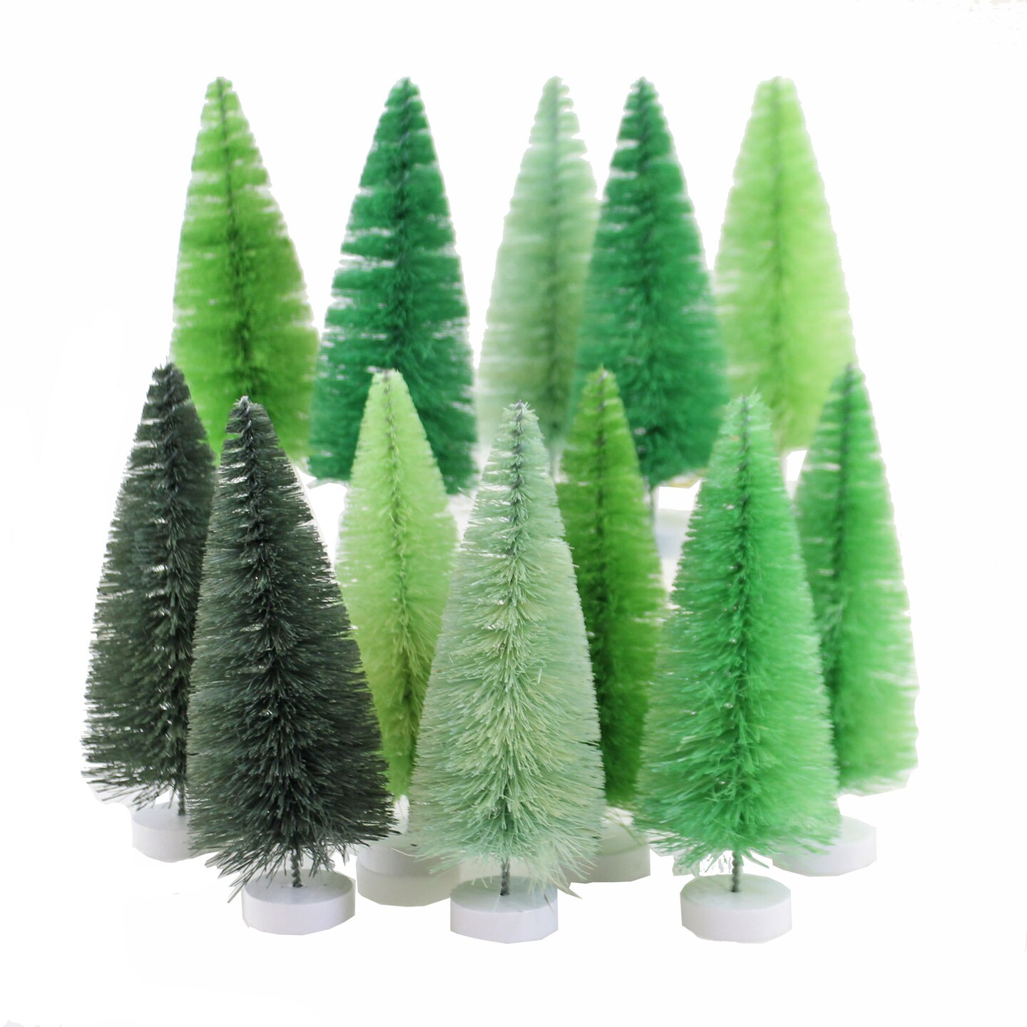 Cody Foster Green Hue Bottle Brush Trees Putz Village Christmas Bb98g Set/12 6.0 Inch Green Hue Bottle Brush Trees Christmas Decorative Tree , Christmas Decor Putz Village Pine