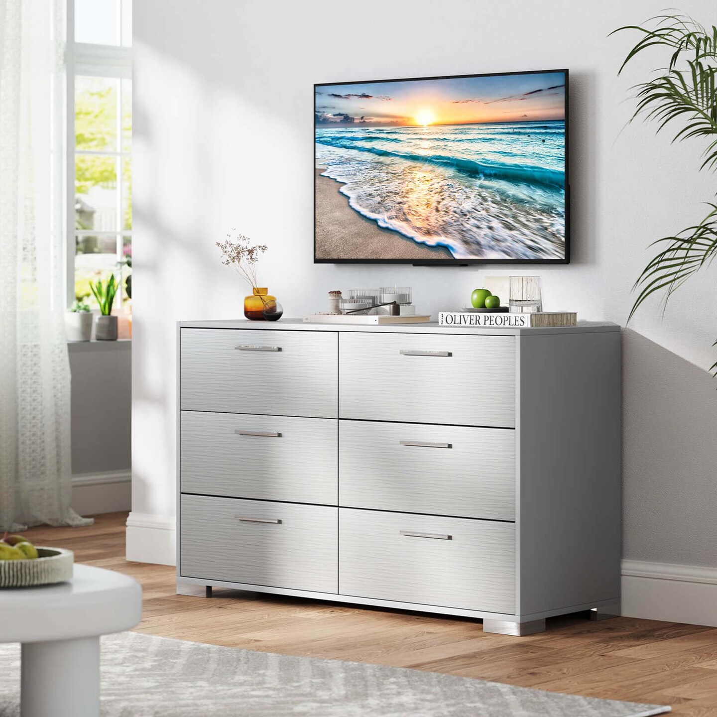 Costway 6 Drawer Storage Cabinet with Metal Legs & Handles Anti-Toppling Devices