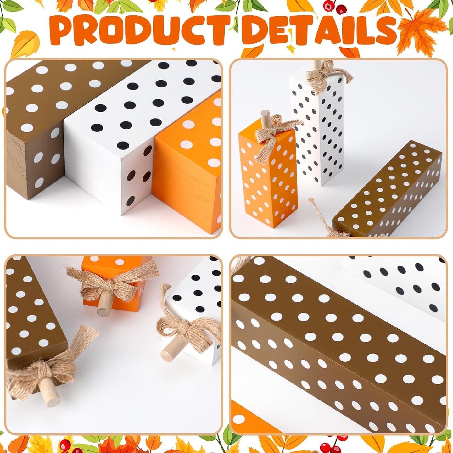 3 Pcs Fall Decorations for Home Fall Table Block Signs