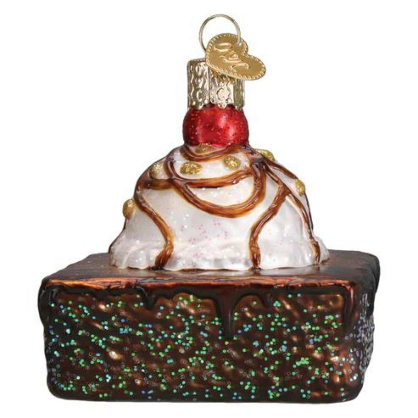 Old World Christmas 3.0 Inch Brownie A La Mode Tree Ornament , Chocolate Treat Ornament