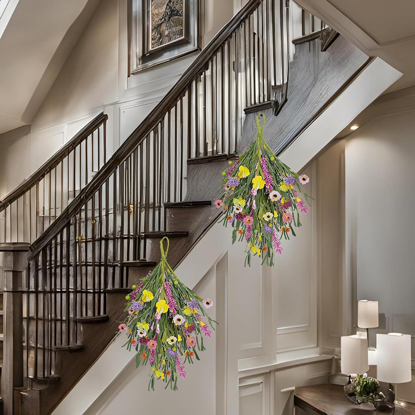Artificial Forsythia &#x26; Daisy Teardrop Swag &#x2013; 24