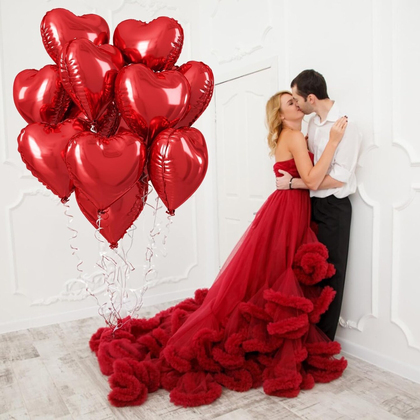 Red Heart Balloons, 18 Inch Red Heart Foil Balloons Large Red Foil Balloons Helium for Party Decoration Red Heart Shape Mylar Balloons