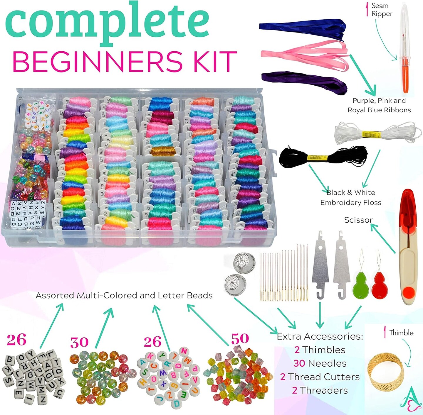 Embroidery Floss - 276pcs Embroidery Thread and Accessories - Colors are Labeled with Std Codes - Perfect Thread for Cross Stitch, Hand Embroidery