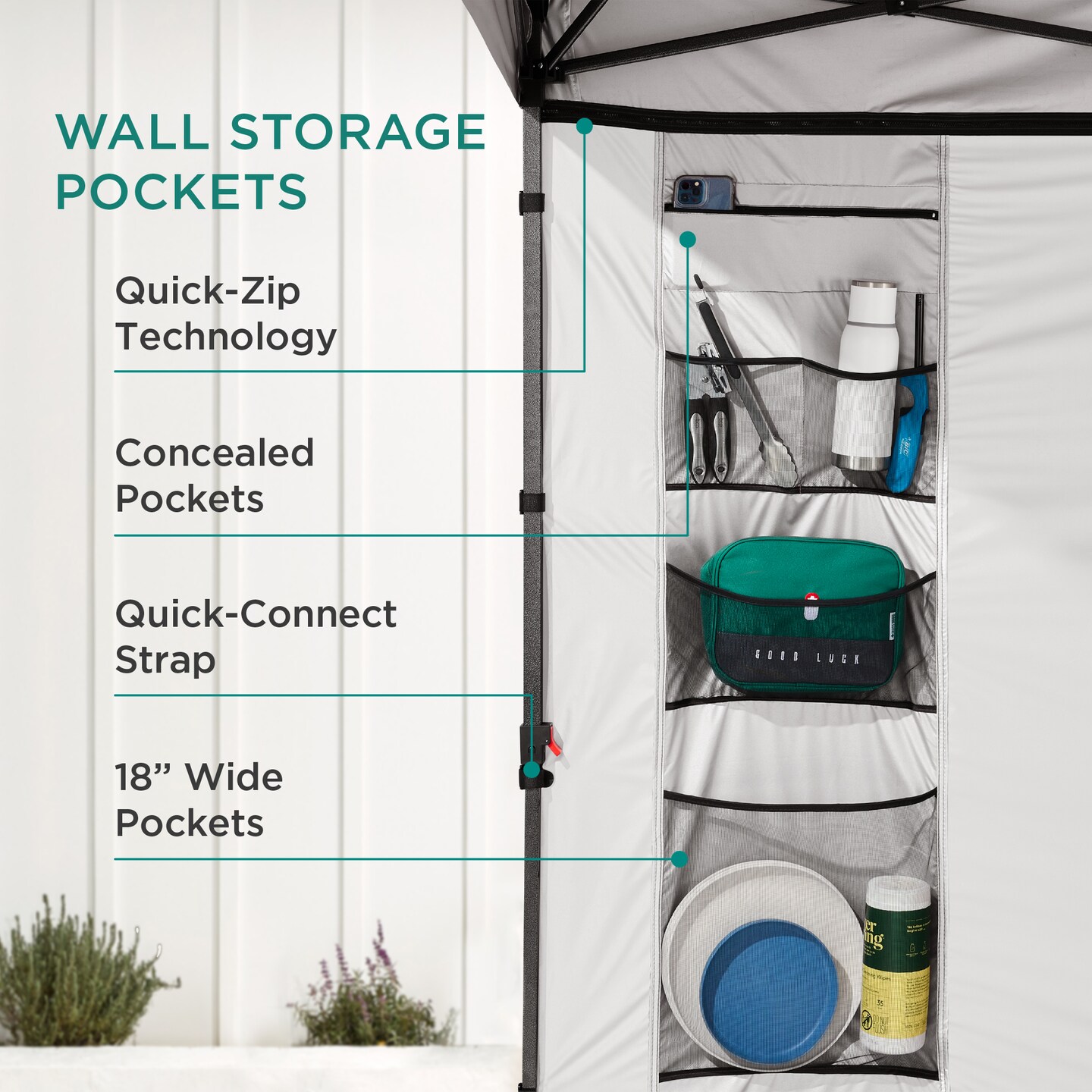 Best Choice Products 10x10ft Easy Setup Pop Up Canopy, Portable Tent w/ Side Wall, 1-Button Push, Case