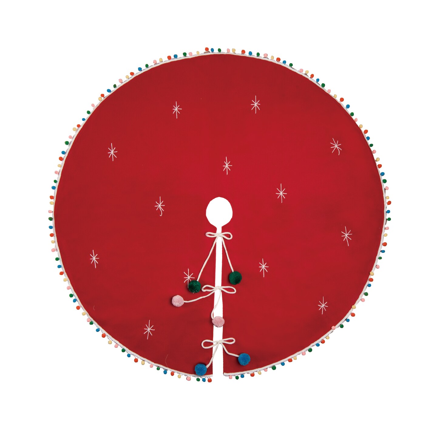 Red Polyester Christmas Confetti Tree Skirt for Holiday Decor