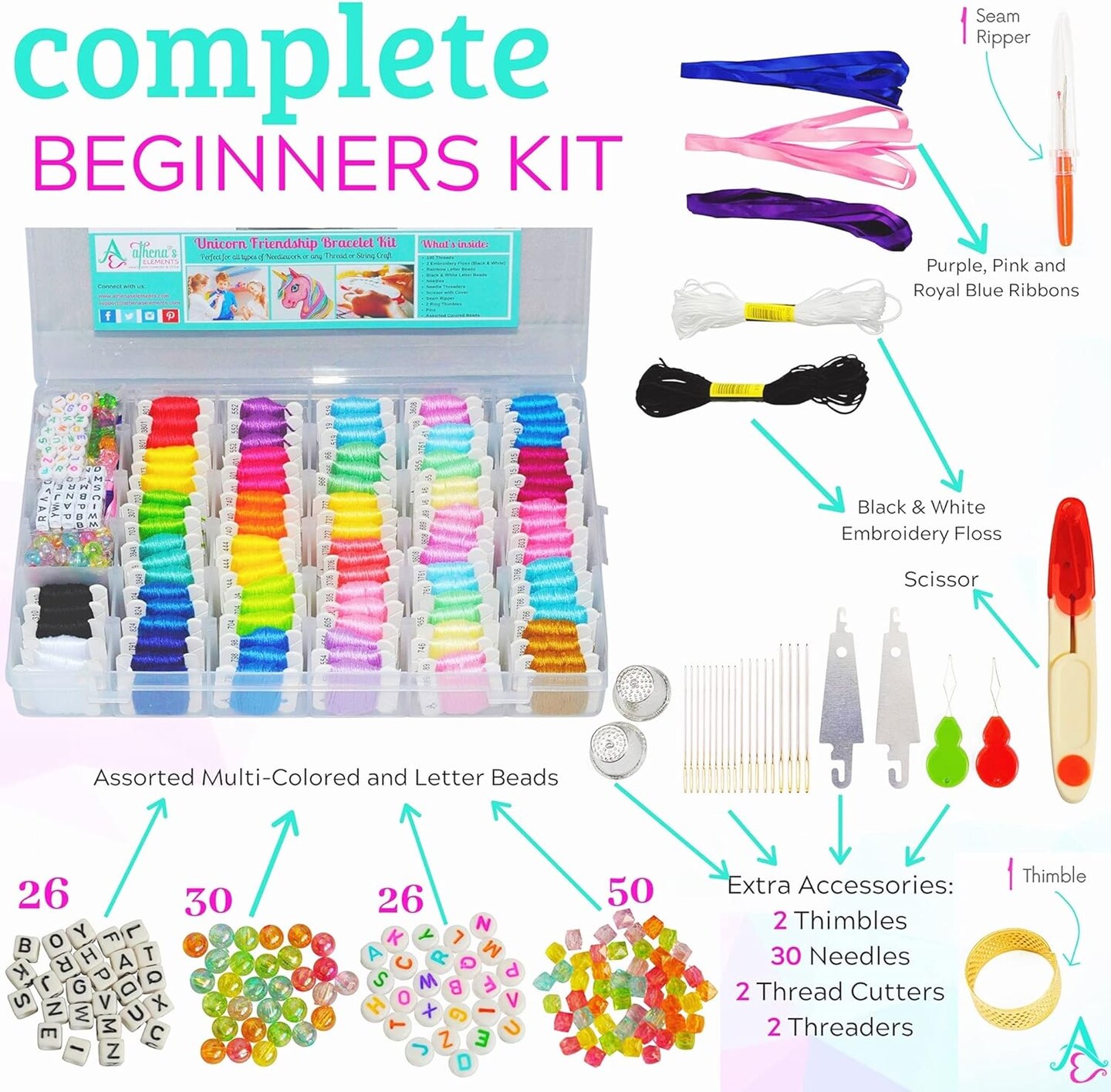 Embroidery Floss, Friendship Bracelet String Kit - 276Pcs Thread and Accessories - Perfect for Bracelet Making & DIY Embroidery Projects | Bonus Accessories Included- Supplies