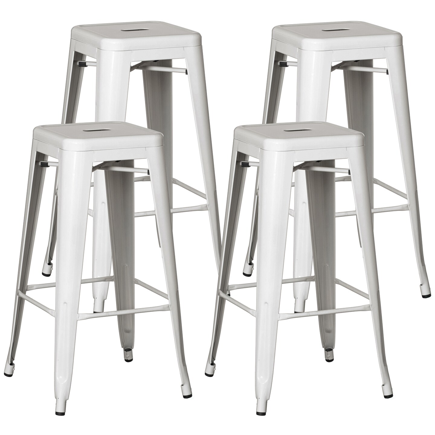 Basicwise 30-inch Backless Metal Bar Stool Stackable Heavy-Duty Counter-Height Chair for Home Bars Patios Kitchen Islands Cafes Restaurants Bistros and Dining Areas for Indoor & Outdoor Use