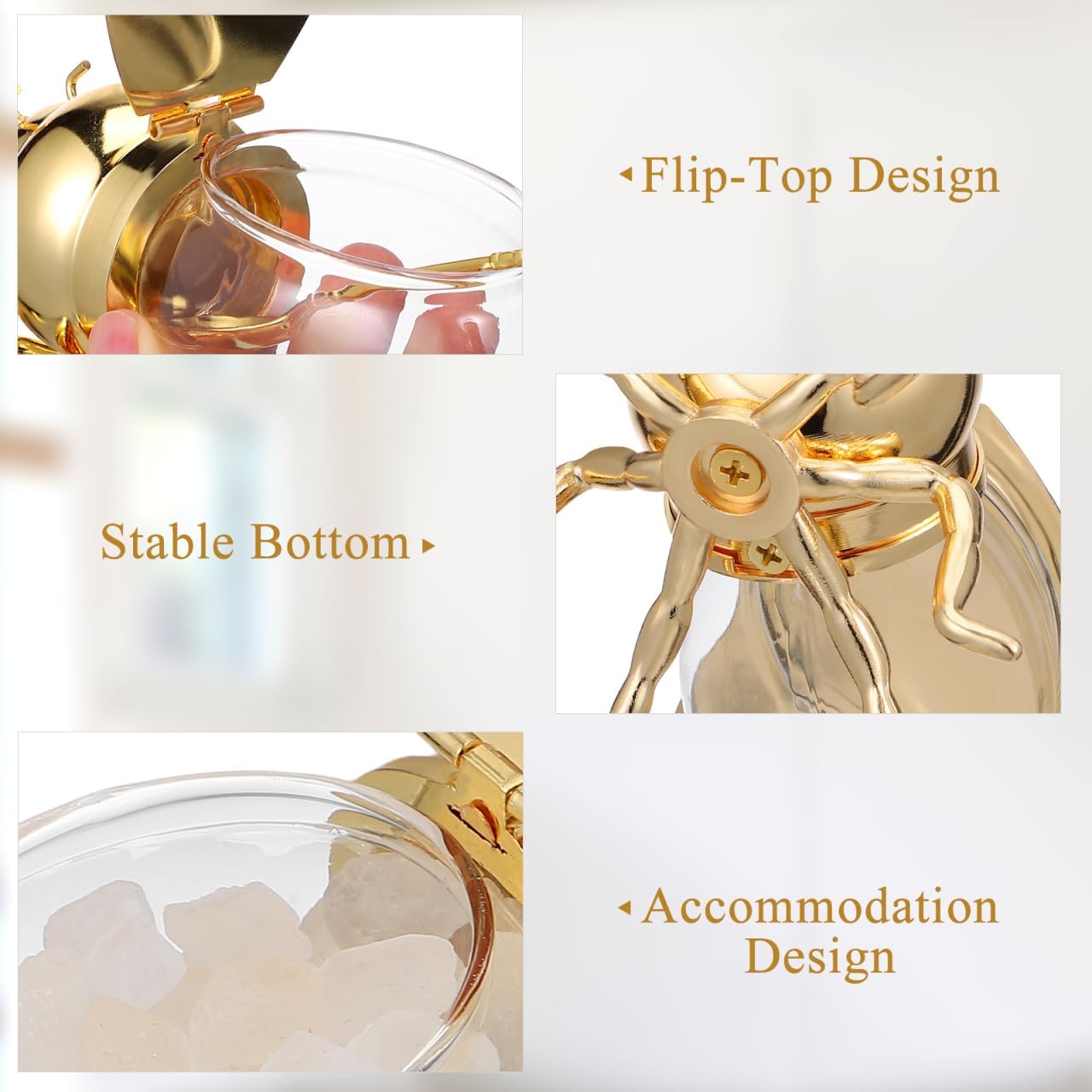 Honey Jar, Honey Dispenser Honey Pot with Spoon, Syrup Dispenser, Crystal Condiment Pot, Bee Shaped Glass Honey Pot Glass Honey Pot Container for Store Honey Syrup Jam Jelly Home Kitchen