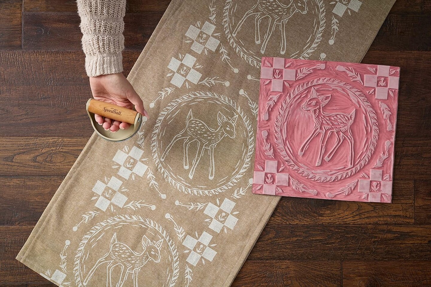 Block Printing Starter Kit, 7-Piece Set with Ink, Brayer, Blocks & Carving Tools