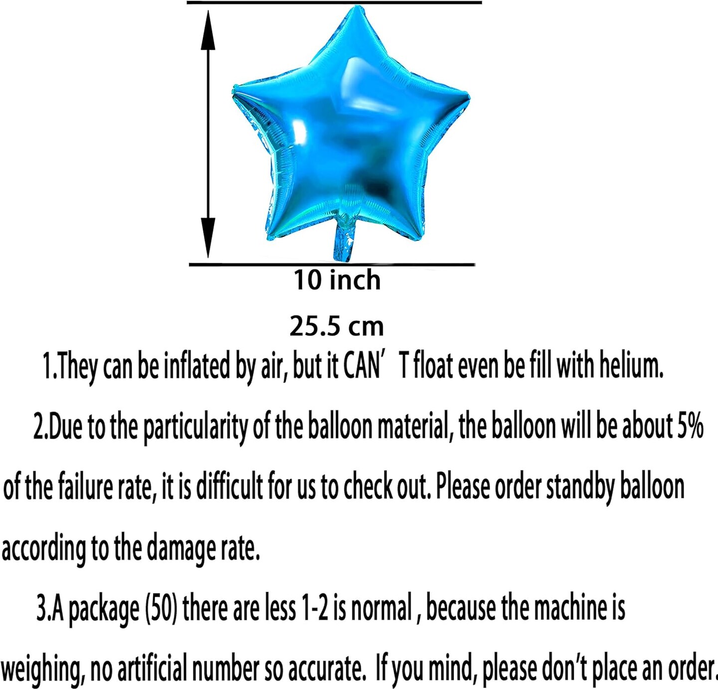10inch Twinkle Blue Little Stars Shaped Foil Mylar Balloons