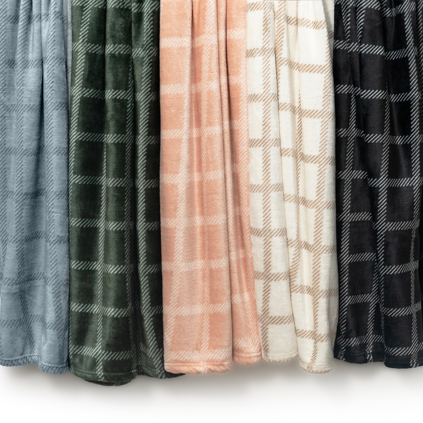 Fleece Throw Blanket - 50x60 Inch - Modern Dash Windowpane Design - Ultra Soft Warmth - White