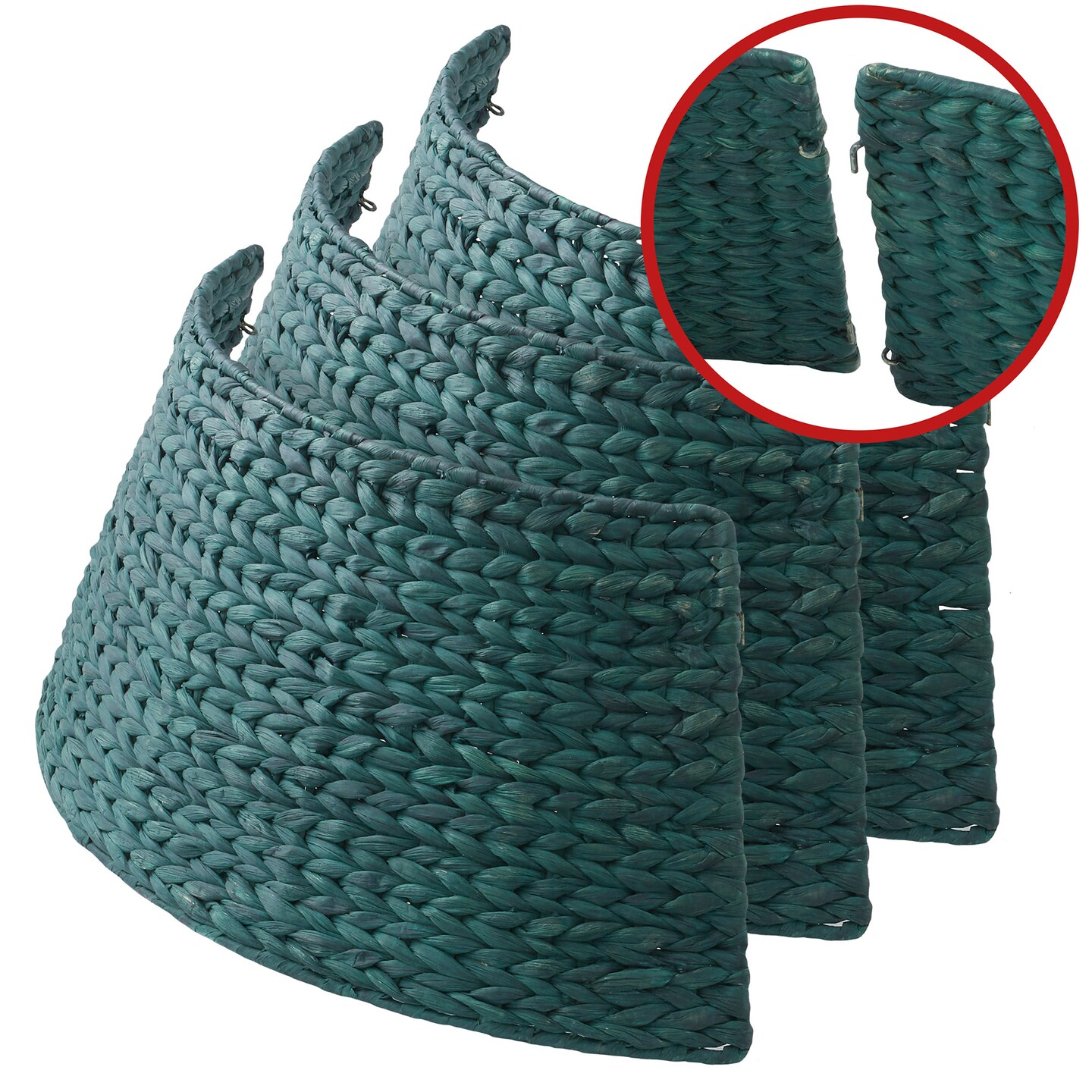 Casafield Christmas Tree Collar, Woven Water Hyacinth Tree Base Cover with Cord Cut Out