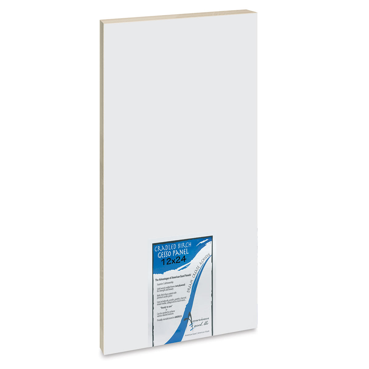 American Easel Gessoed Wood Painting Panel - 12" x 24", 7/8" Cradle