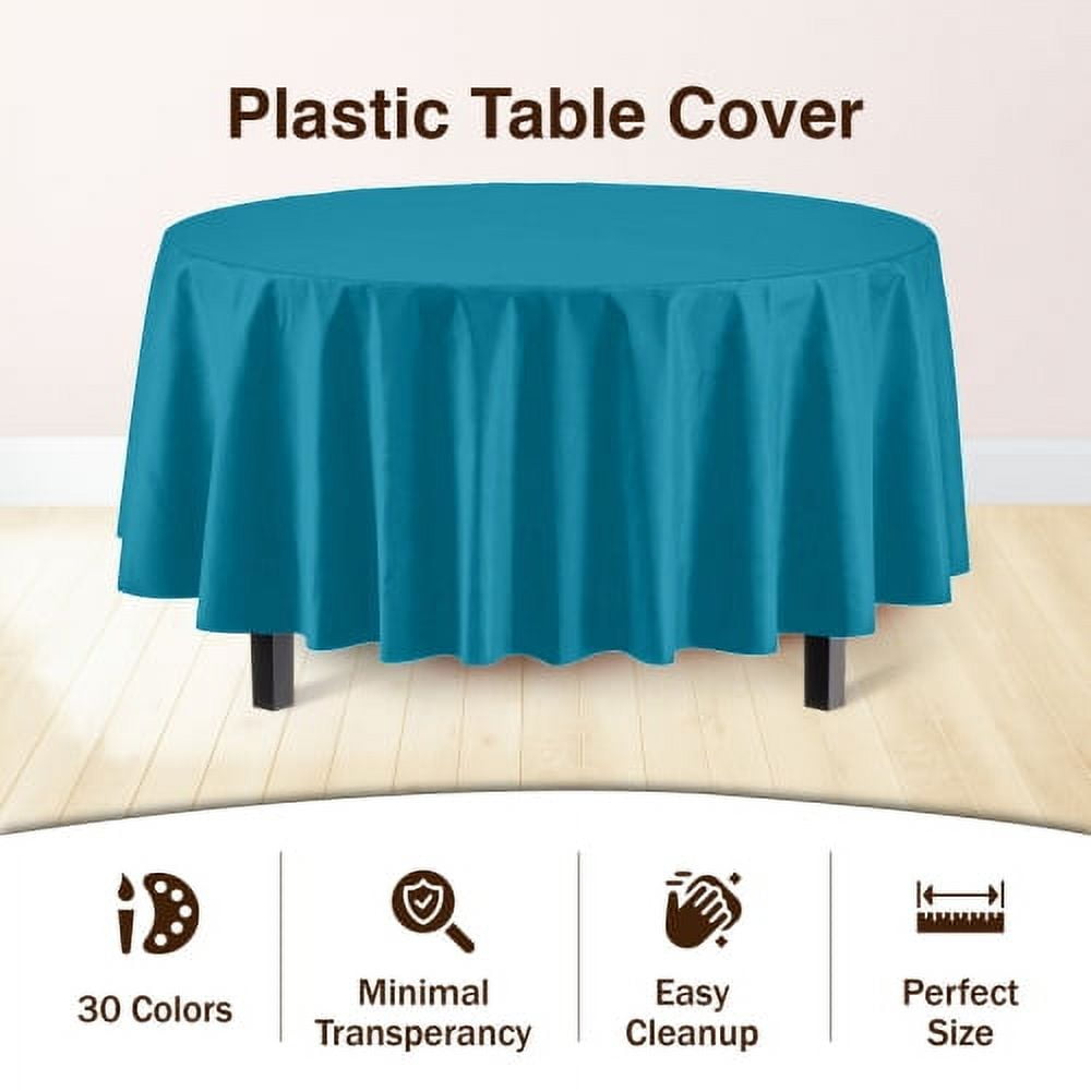 Exquisite Disposable Round Plastic Tablecloths – 6 Pack 84" Disposable Table Cloths – Indoor/Outdoor Party Tablecloth – Round Plastic Table Cover for Events & Party Supplies