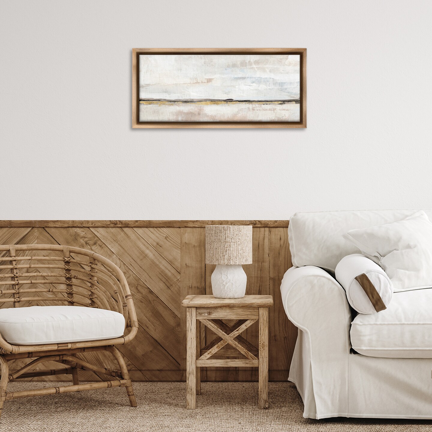 Stupell Industries Neutral Horizon Landscape Floating Frame Design By Nina Blue