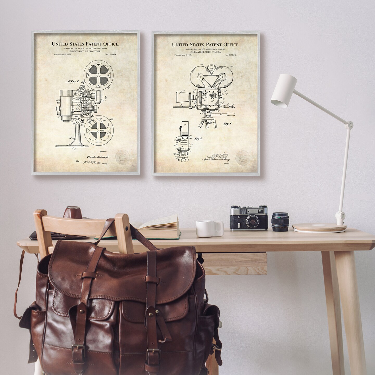 Stupell Industries Vintage Movie Camera Cinema Projector 2pc Framed Giclee Set Design By Karl Hronek