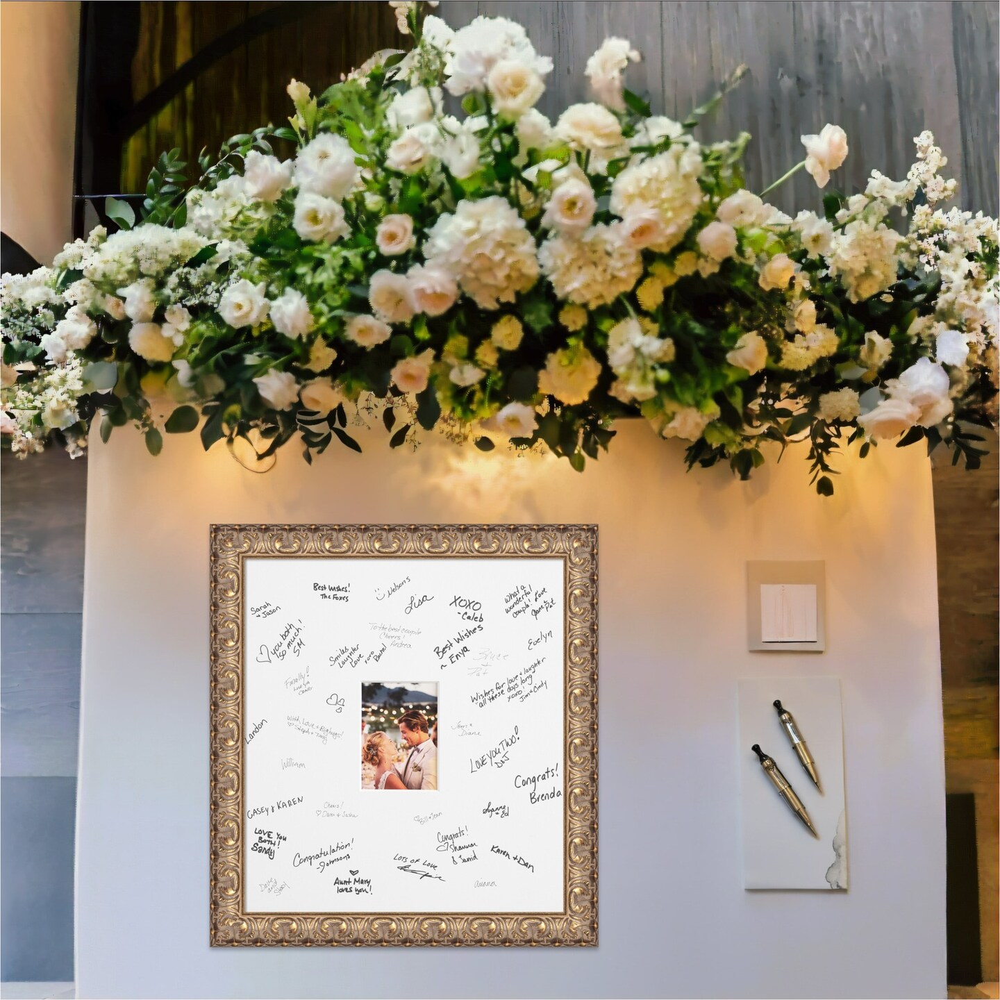 Florentine Signature Mat Picture Frame, Photo Frame Wedding Guest Book Alternative, Autograph Picture Mat for Signature Board, Wedding Celebrations Graduations Support Encouragement or Retirement
