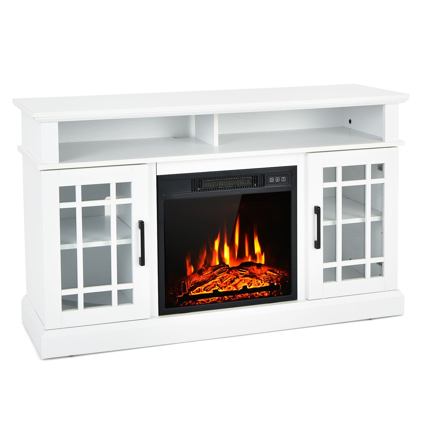 Electric Fireplace TV Stand 48 Inch Wood MDF Steel Heated Mantel 4777 BTU