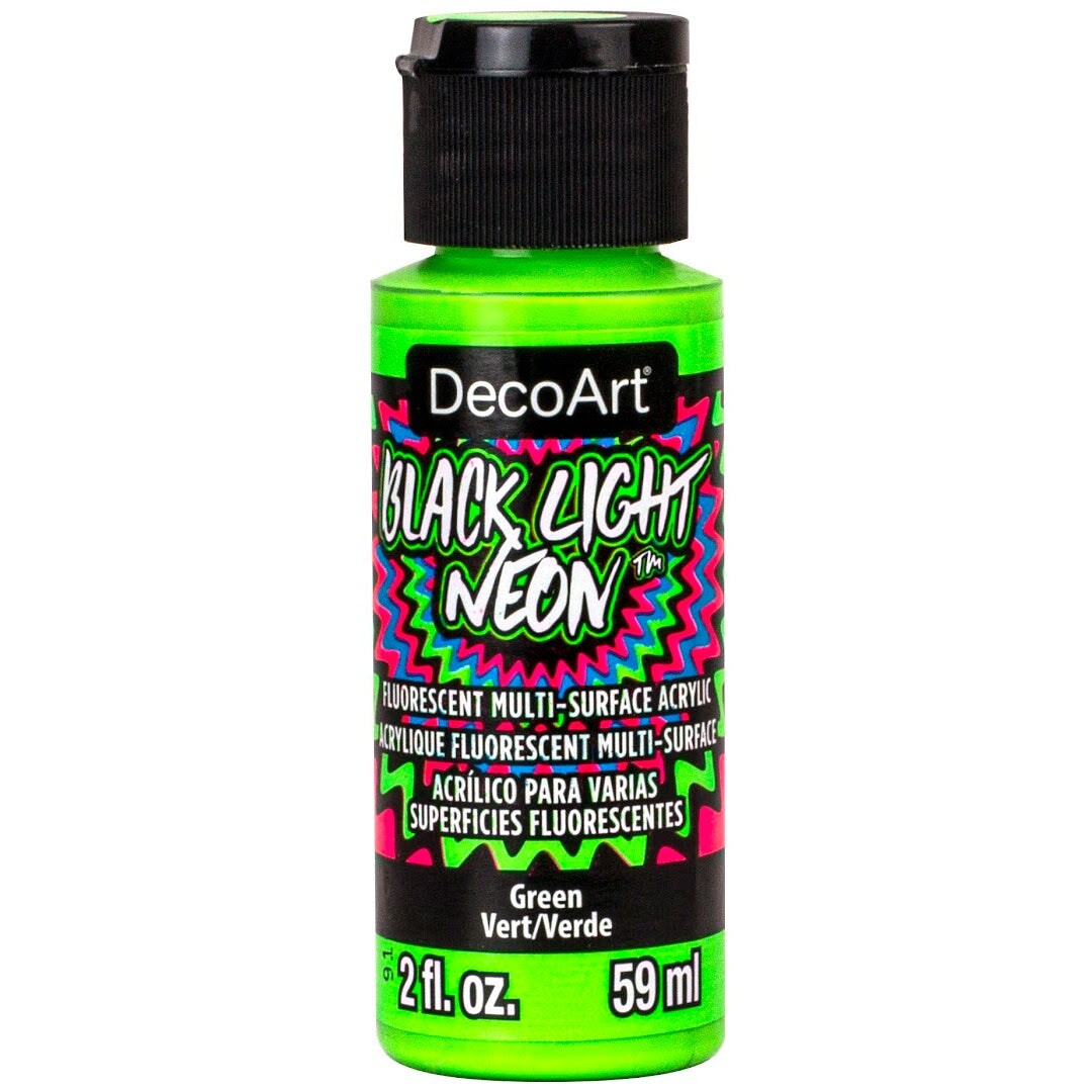 DecoArt Black Light Neon Acrylic Paint 2oz – Fluorescent UV Reactive Acrylic for Craft, Art, DIY & Party Projects
