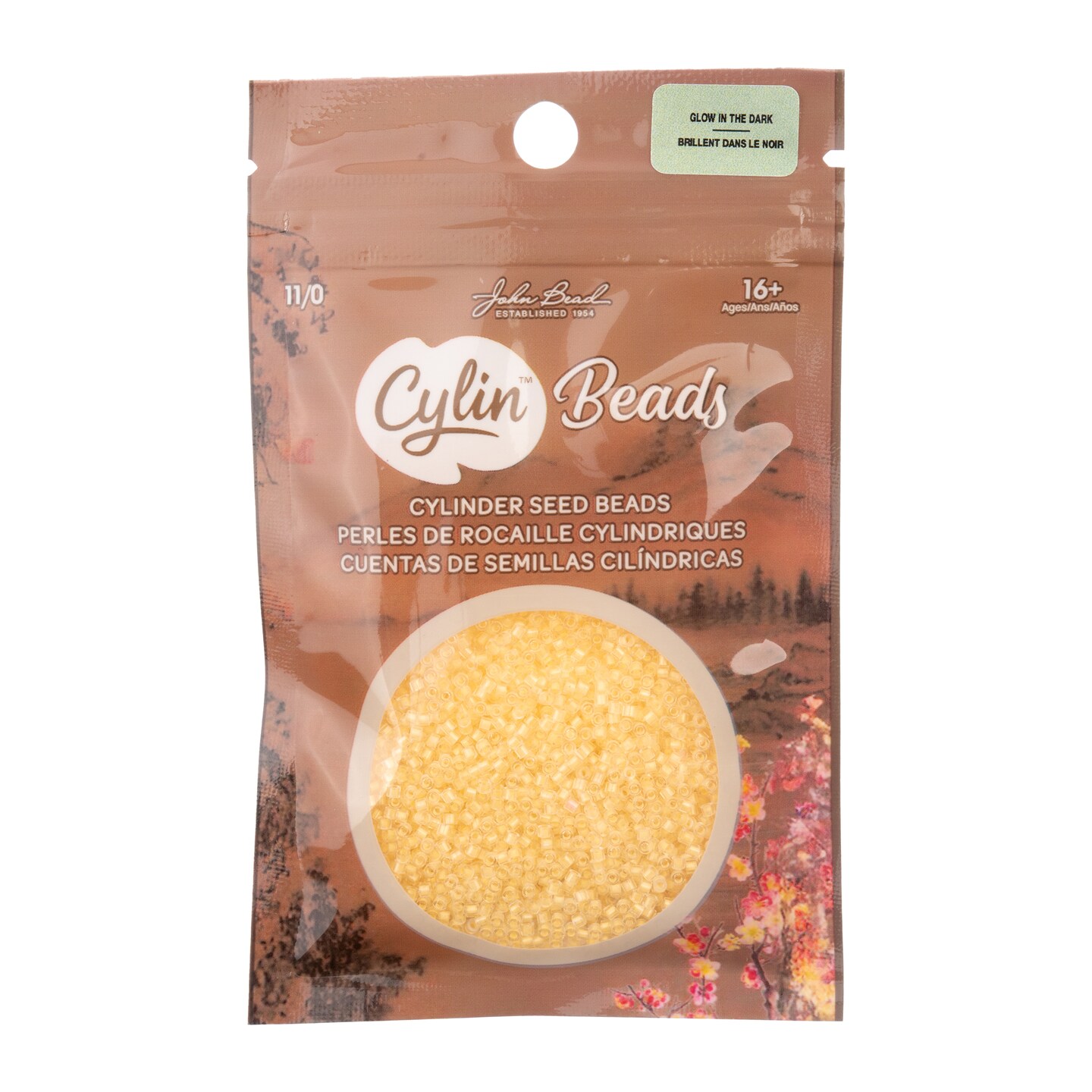 John Bead Glow in Dark Cylin Beads 11/0 Glass Cylindrical Seed Beads, 25g