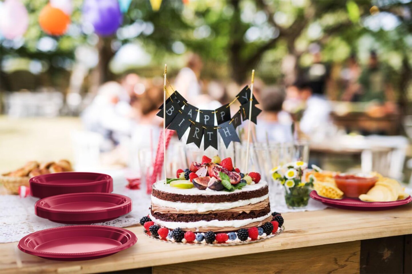 Party Solids Plastic Plates For Party Disposable Plates Heavy Duty Supplies 100 Pcs Plastic Dinnerware Sets Heavy Duty 350 GSM Disposable Dinnerware Set by Exquisite