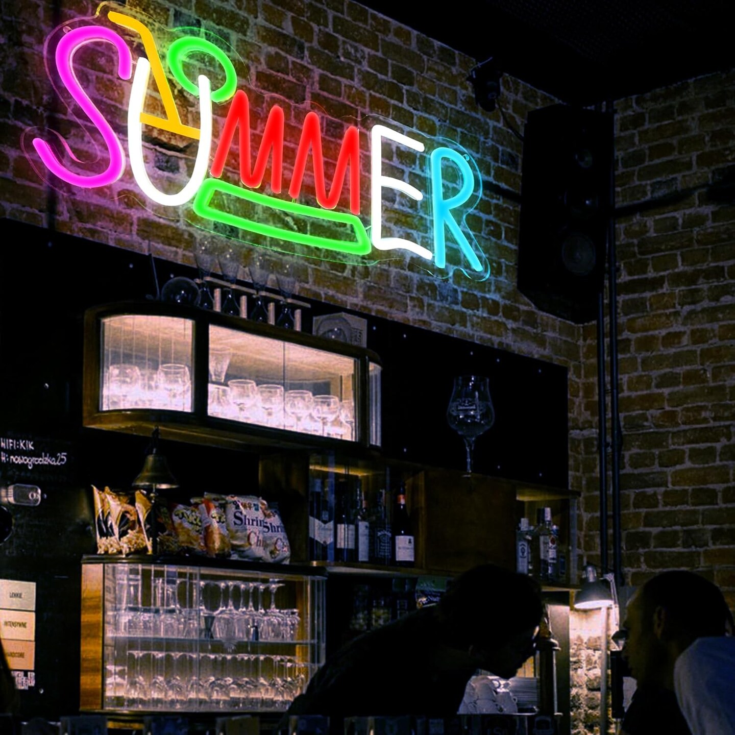 Summer Neon Surf Wave Sign &#x2013; USB Powered Tropical LED Wall Decor for Bar, Game Room &#x26; Living Room