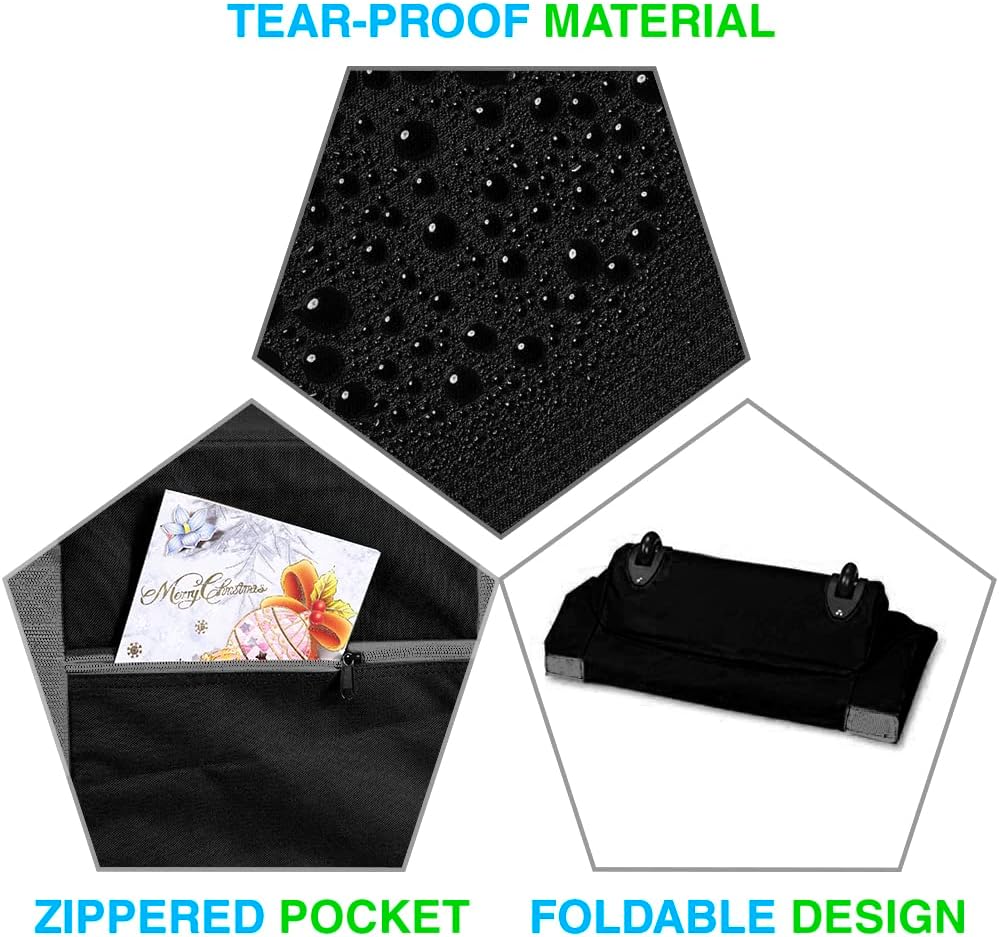 Rolling Christmas Tree Storage Bag, Fits Up to 7.5 Ft. Tall Disassembled Holiday Tree, 22&#x22; x 16&#x22; x 50&#x22;, Large Heavy Duty Xmas Storage Container with 2 Wheels &#x26; Handles, 600D Oxford (Black)