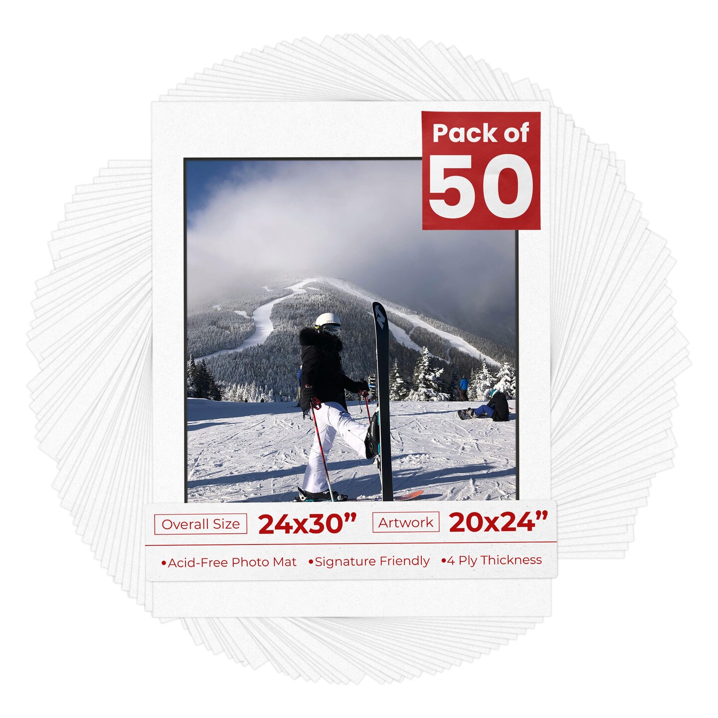 White with Black Core Mat Board for 24x30 Frames - Fits 20x24 Photos