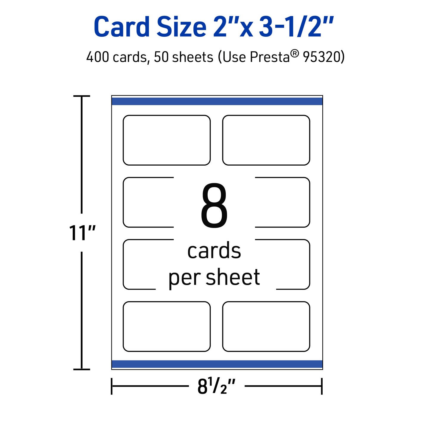 2" x 3-1/2" Rectangle Rounded Corners, Matte White Business Cards