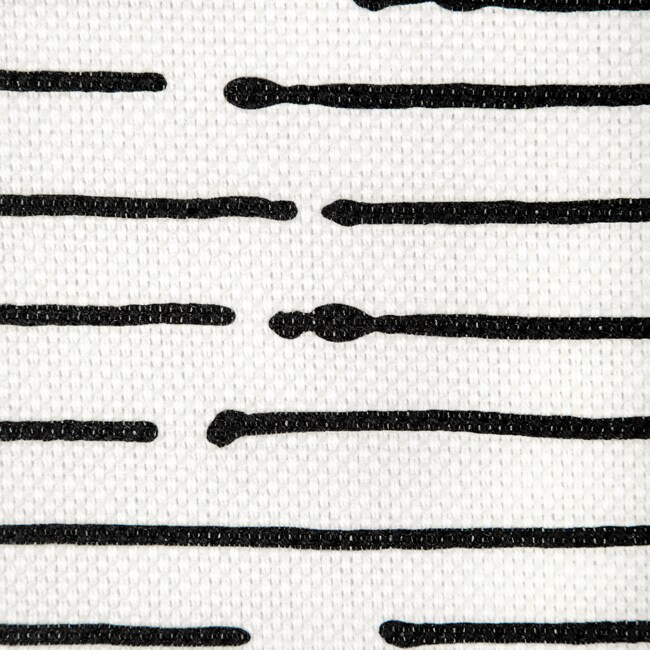 1 Yard Ink Stripe Black Oyster Linen Fabric with Painterly Linear Print for Interiors