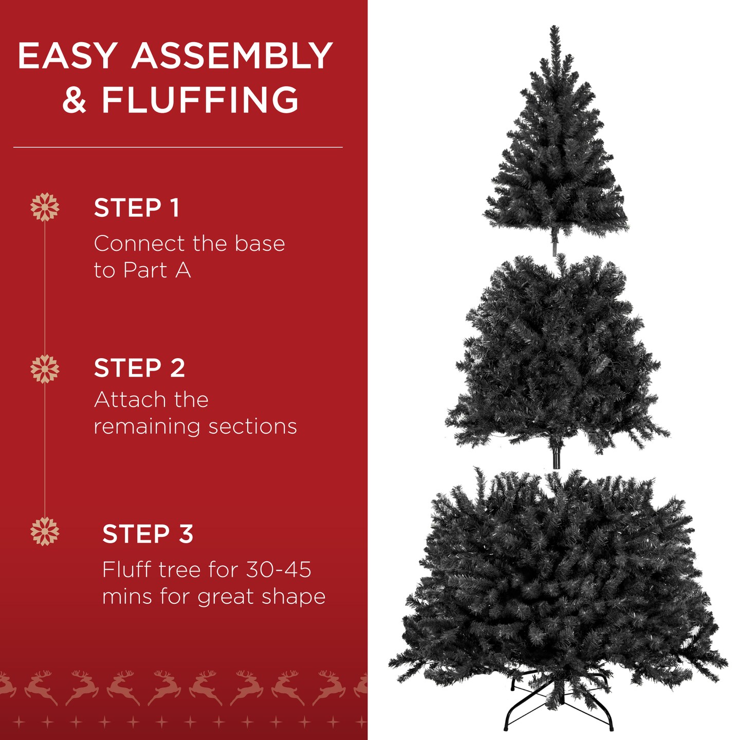 Best Choice Products Artificial Christmas Tree, Premium Unlit Spruce Design, Dense Branches – Black Spruce