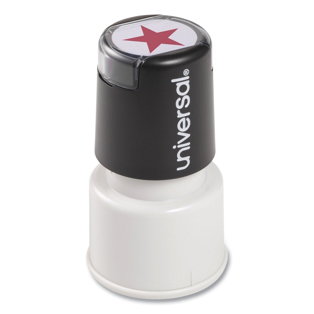 Universal Pre-Inked/Re-Inkable STAR Round Message Stamp - Red Ink
