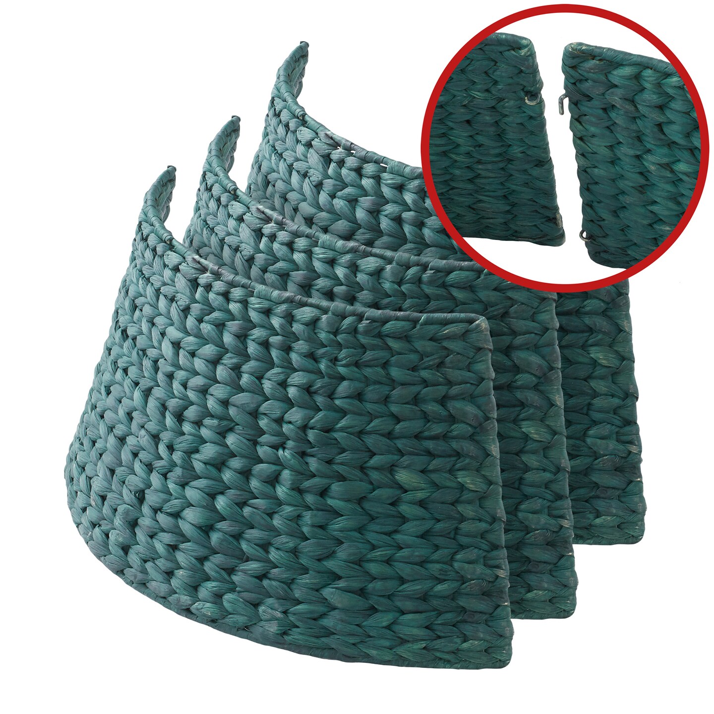 Casafield Christmas Tree Collar, Woven Water Hyacinth Tree Base Cover with Cord Cut Out