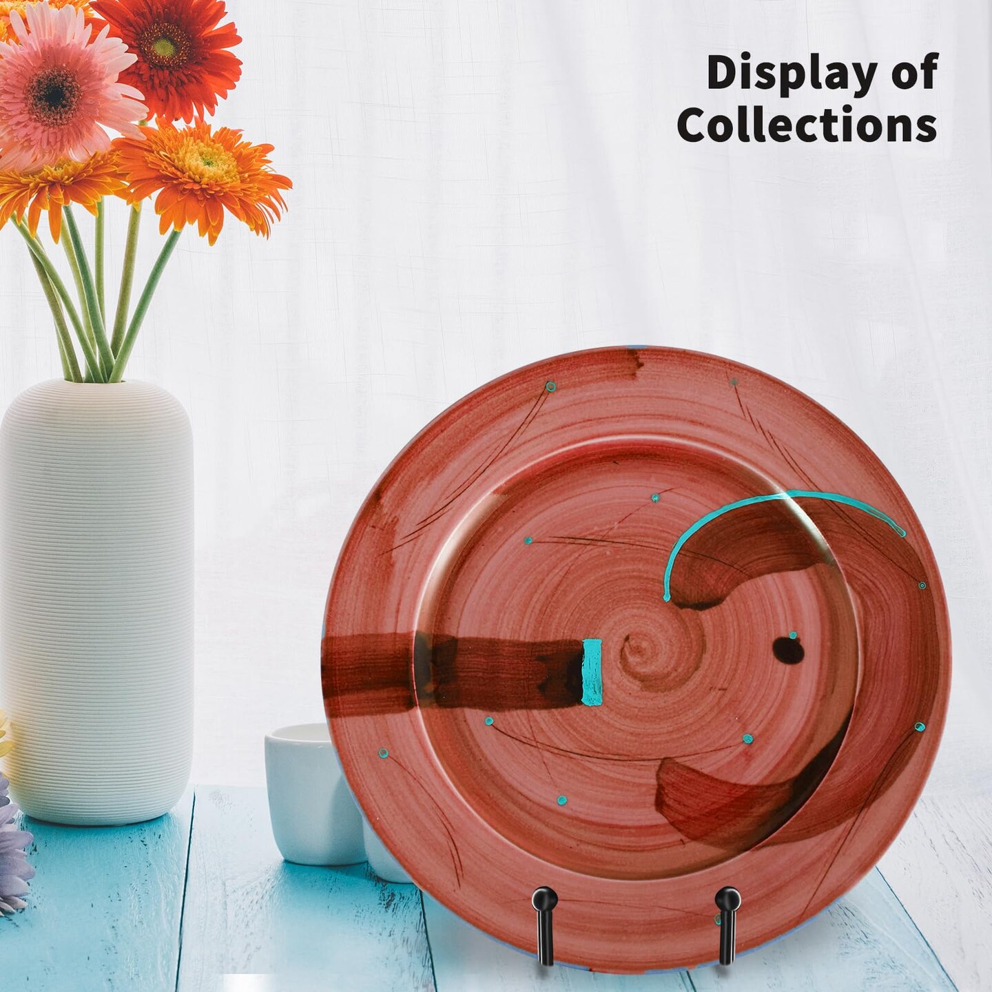8 Inch 4 Pack Black Table Easel Plate Stands for Display Picture Holder Stands for Decorative Plate, Book, Tabletop Art and Platter