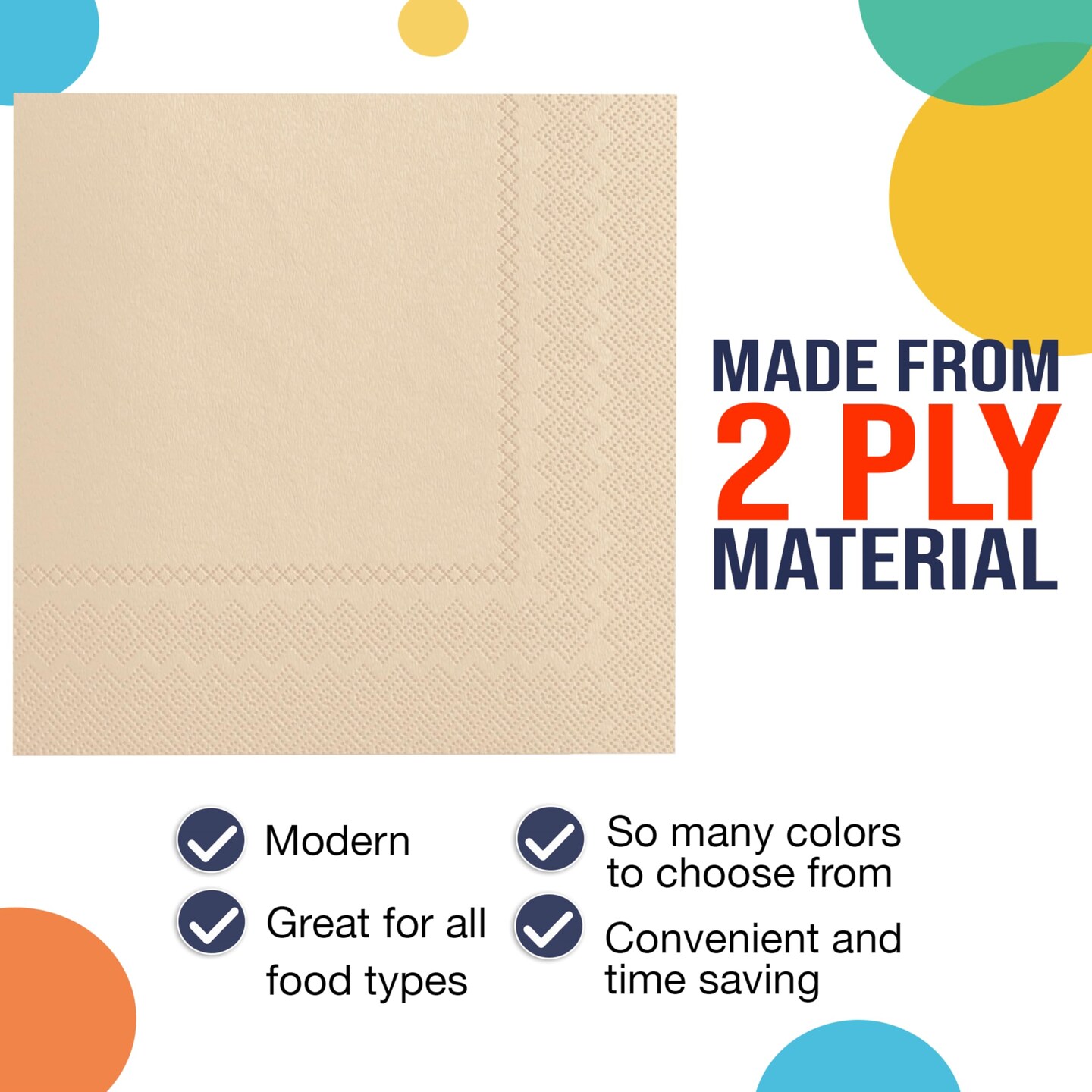 Party Solids Paper Napkins Disposable Everyday 100 Pcs 2 Ply Napkins Paper Everyday For Parties & Party Supplies