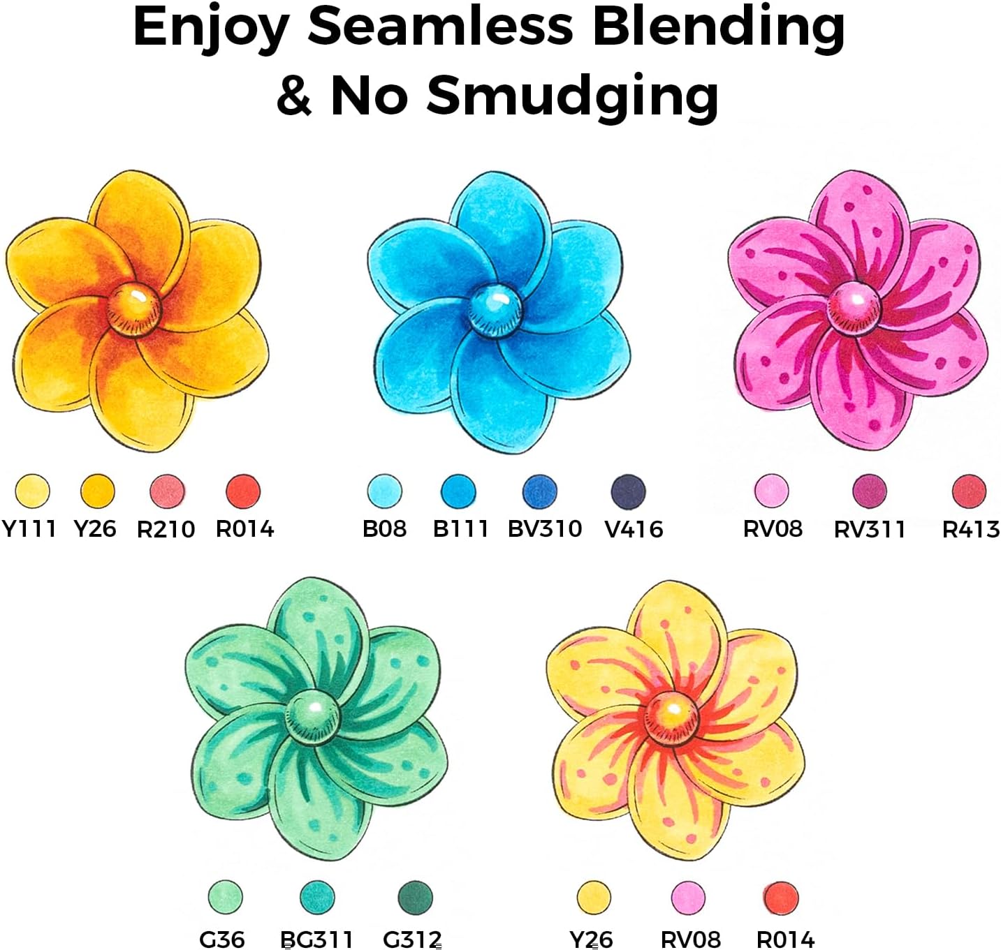 Ohuhu Alcohol Markers Brush and Fine Tip - 48-Color Alcohol-based Art Sketch Marker Set for Artist Adults Coloring Illustration - Brush and Chisel/ Brush and Fine Dual Tips- Honolulu 2/ Honolulu 2B - Refillable - AP Certificated