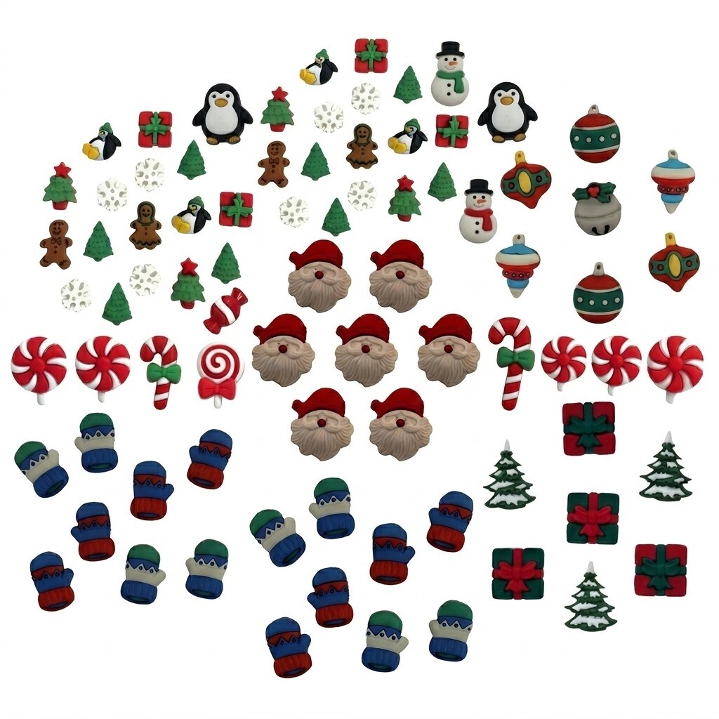 Buttons Galore Assorted Christmas Buttons for Sewing & Crafts - 50+ Buttons - Set of 6 Packs - Christmas Set 1