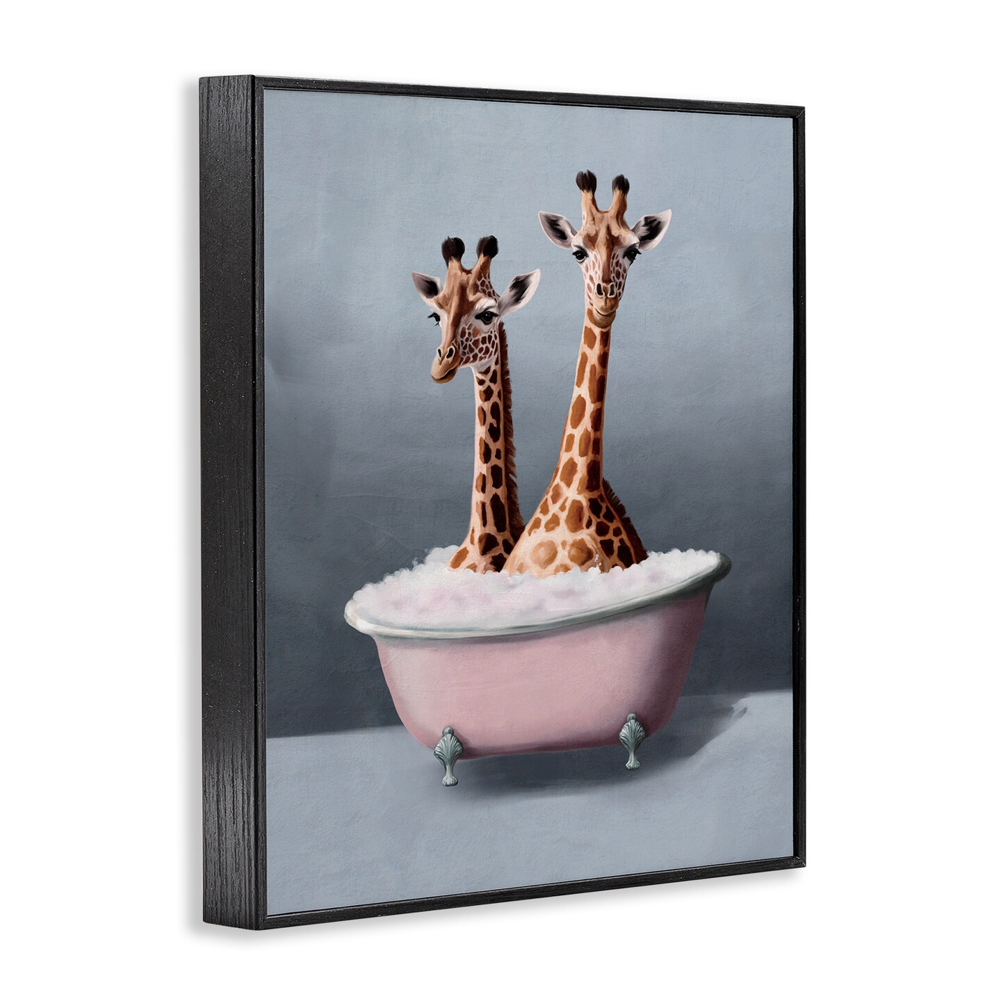 Stupell Industries Giraffe Pair in Tub Framed Giclee Wall Art Design by Svetlana Aleynikova