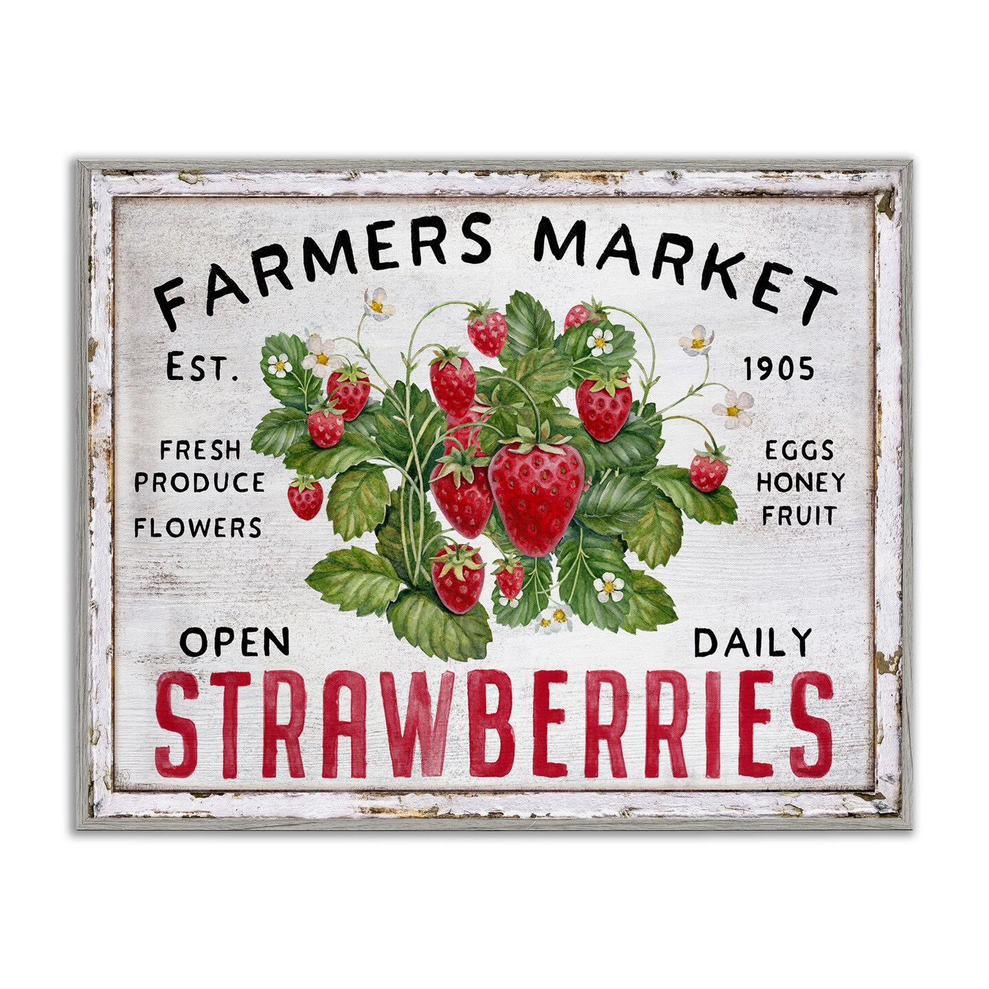 Stupell Industries Farmers Market Strawberries Framed Giclee Wall Art Design by Creatif Belle