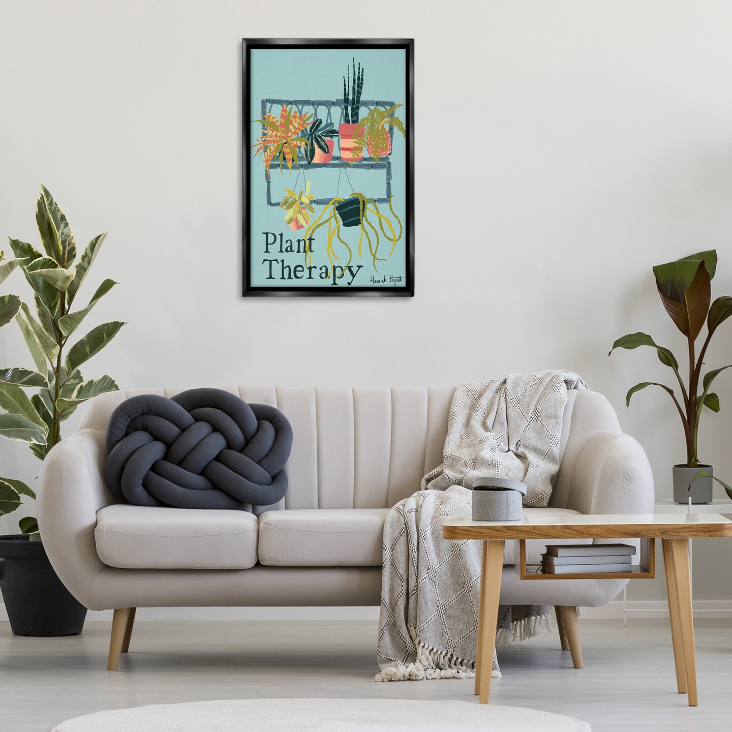 Stupell Industries Plant Therapy Shelf Floater Framed Canvas Wall Art Design by Hannah Byatt