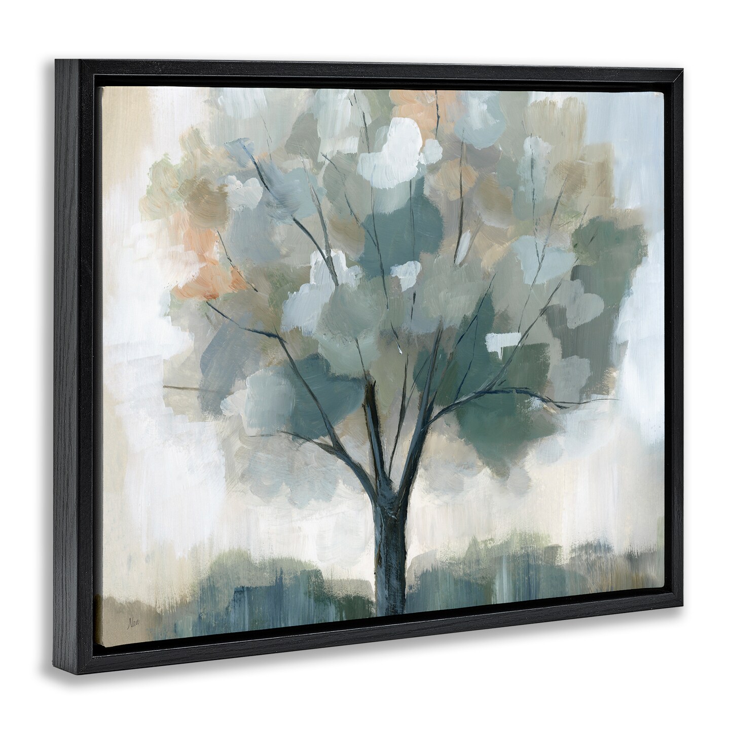Stupell Industries Mottled Tree Impression Floater Framed Canvas Wall Art Design by Nan