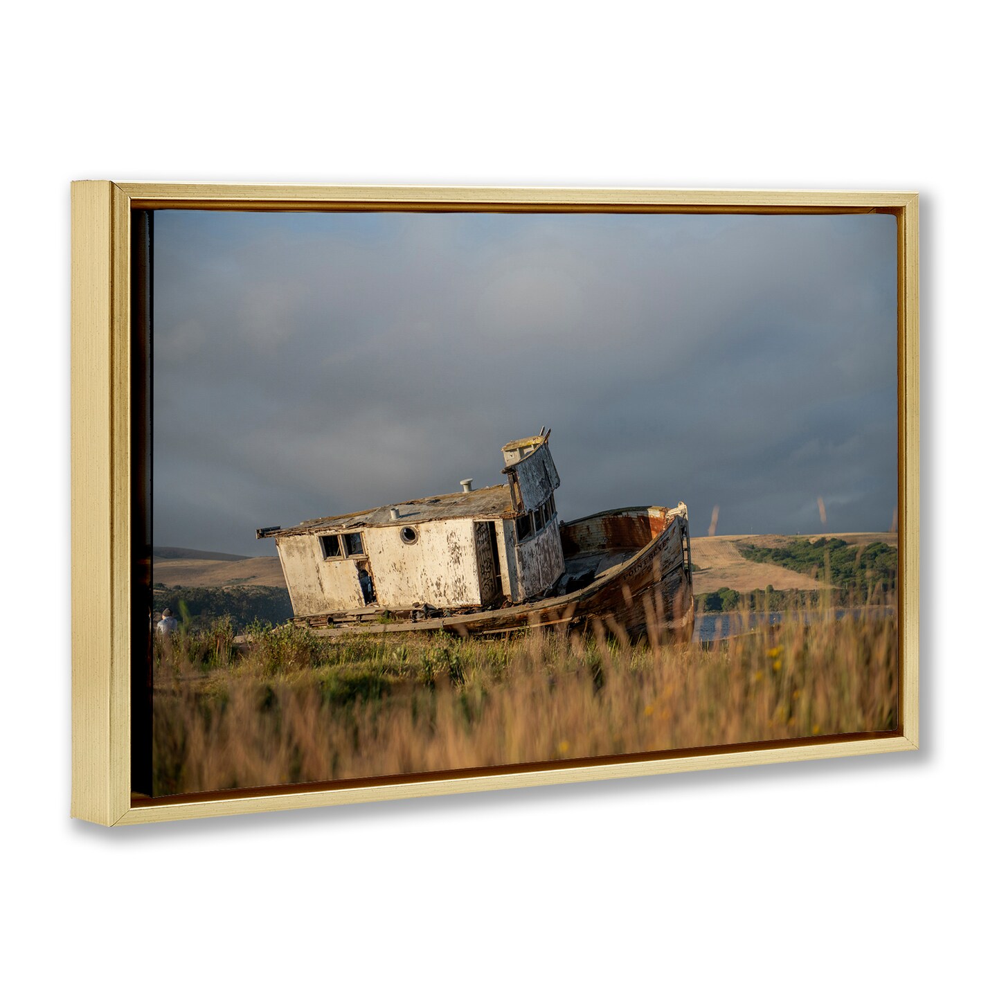 Stupell Industries Old Shipwreck on Beach Floater Framed Canvas Wall Art Design by Crystal Lynn Collins