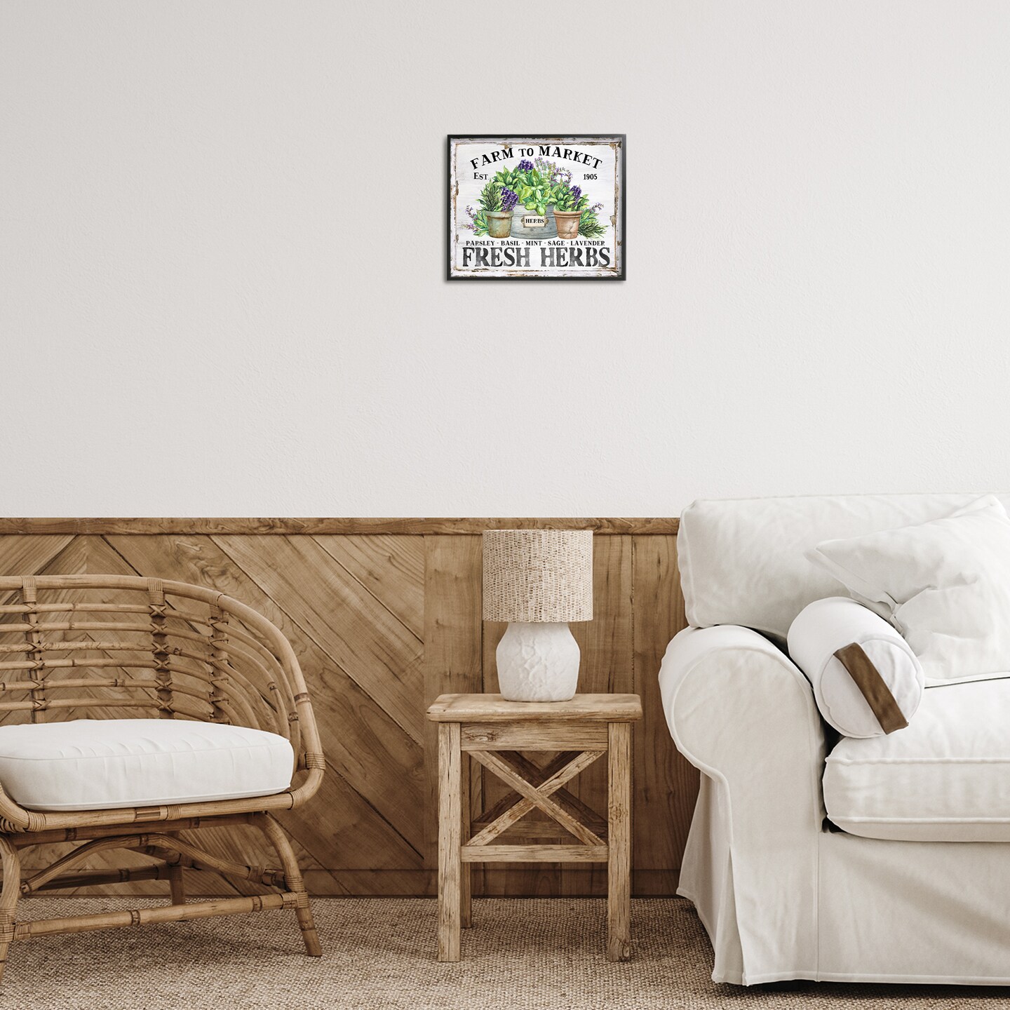 Stupell Industries Farmhouse Fresh Herbs Framed Giclee Wall Art Design by Creatif Belle
