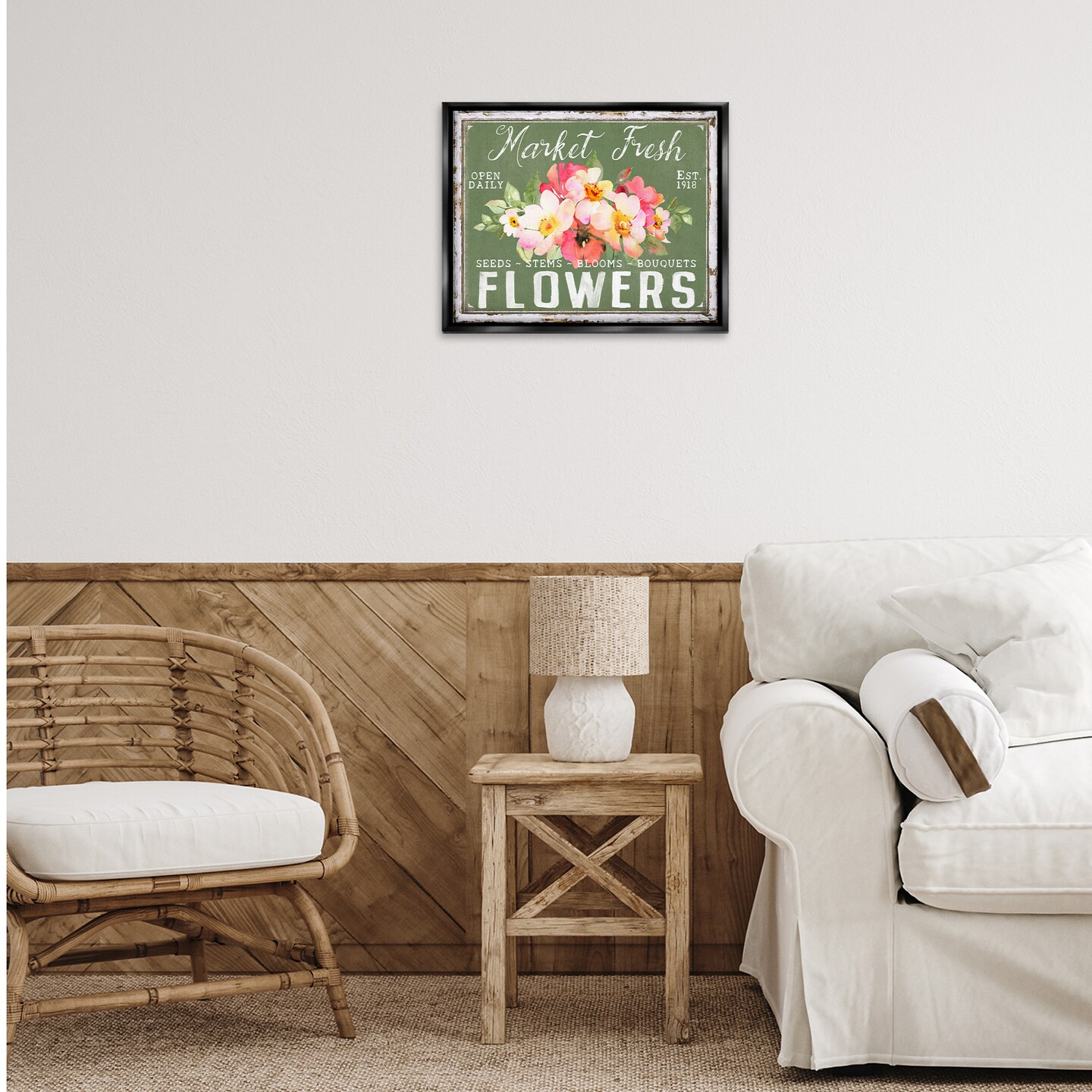 Stupell Industries Antique Market Fresh Flowers Floater Framed Canvas Wall Art Design by Creatif Belle