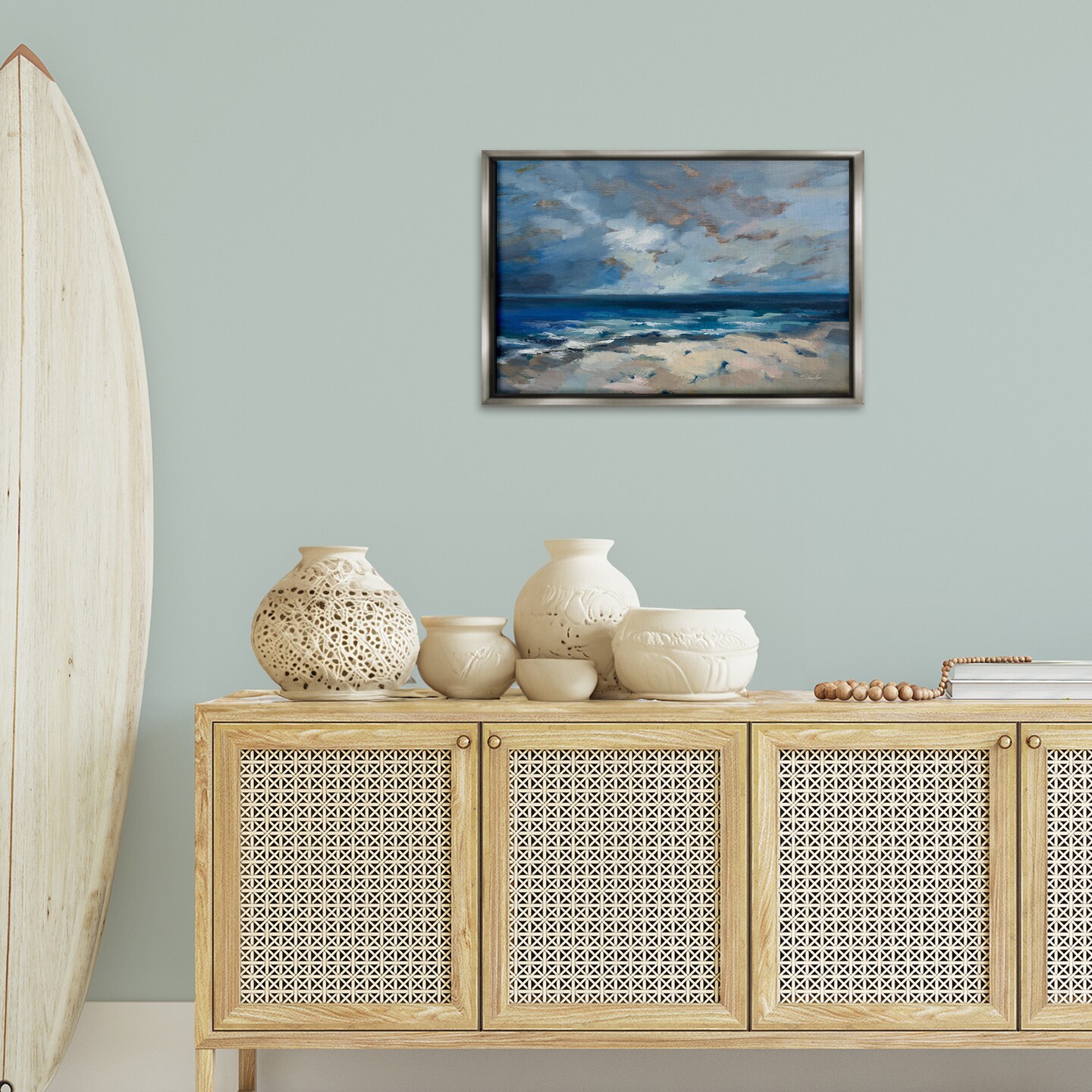 Stupell Industries Beach Before The Storm Floater Framed Canvas Wall Art Design by Silvia Vassileva