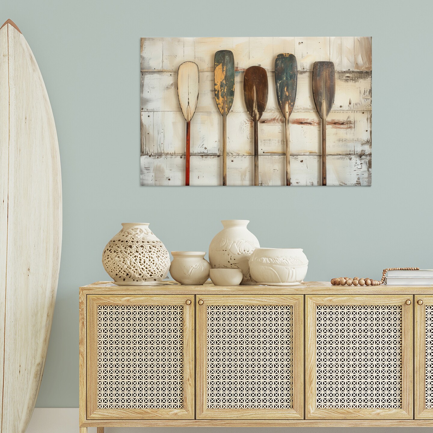 Stupell Industries Rustic Oar Lineup Canvas Wall Art Design by Arlington Prints