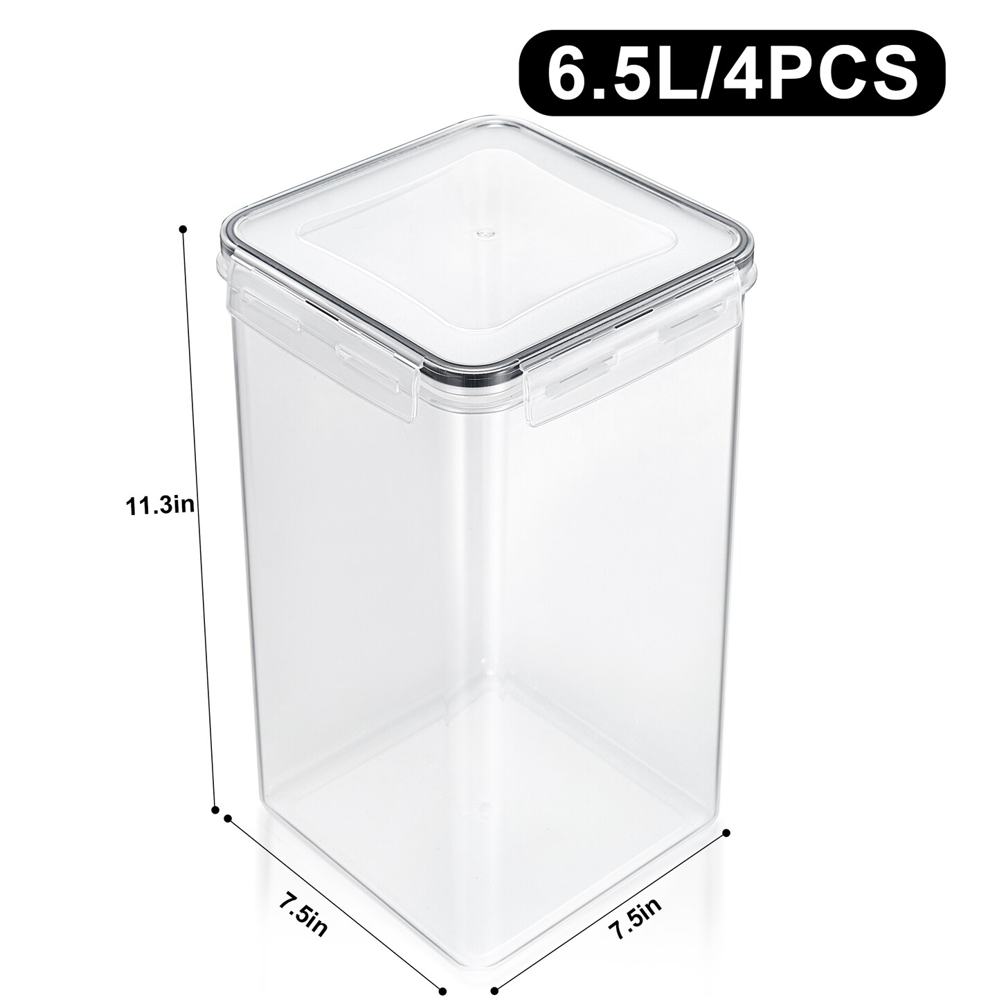 Sorbus Airtight Food Storage Containers with Locking Lids, Measuring Spoons &#x26; Labels - 4 Pack (6.5L/219.79 Oz)